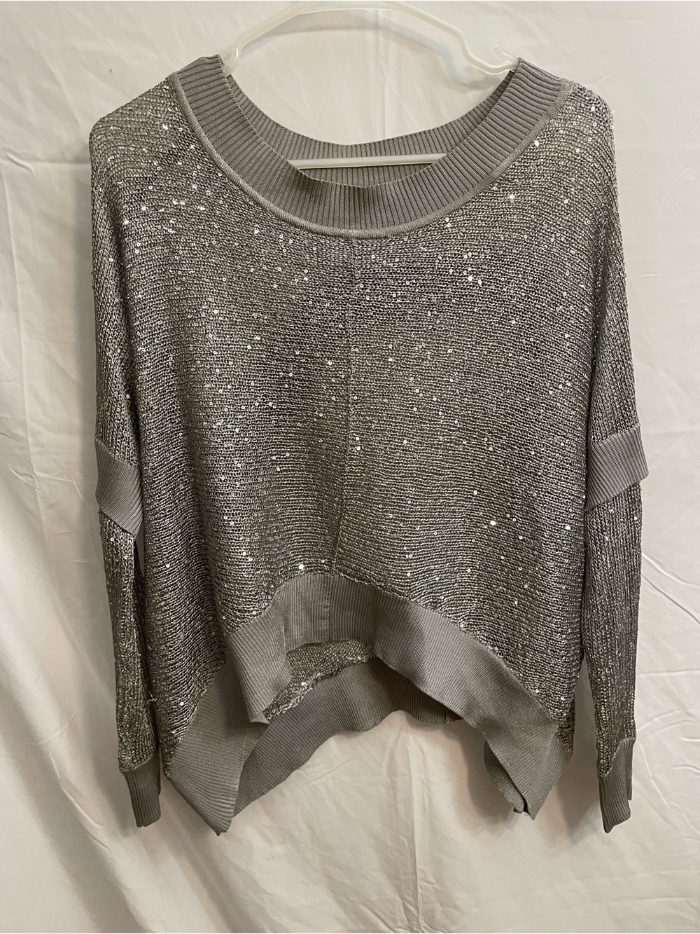 Alterd State Silver Sequin Scoopneck Sweater